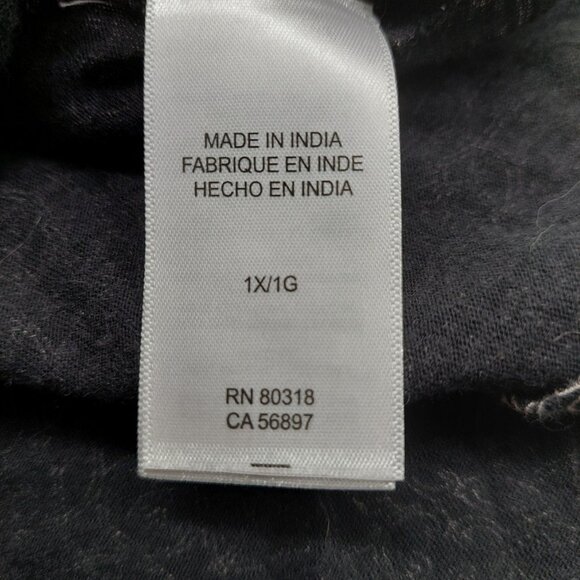 Lucky Brand Womens Shirt Size 1X Embroidered Tunic Black White V Neck Boho - Picture 7 of 8